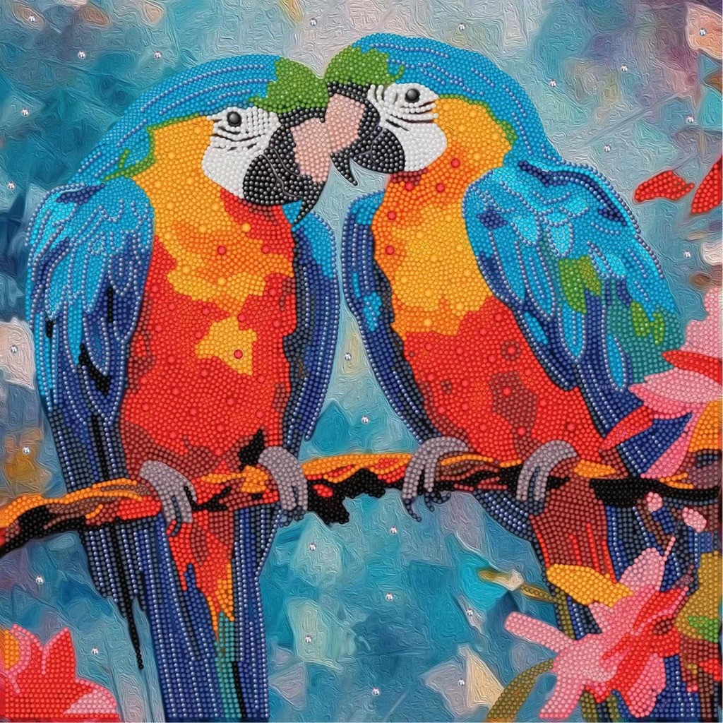 Diamond art mix papegøjer 40 x 40 cm