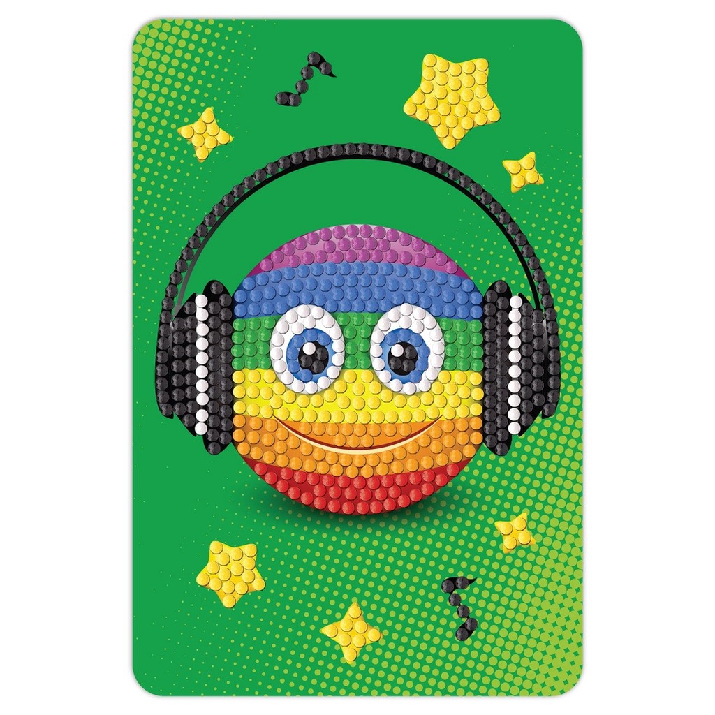 Diamond art smiley/regnbue med høretelefon 10 x 15 cm