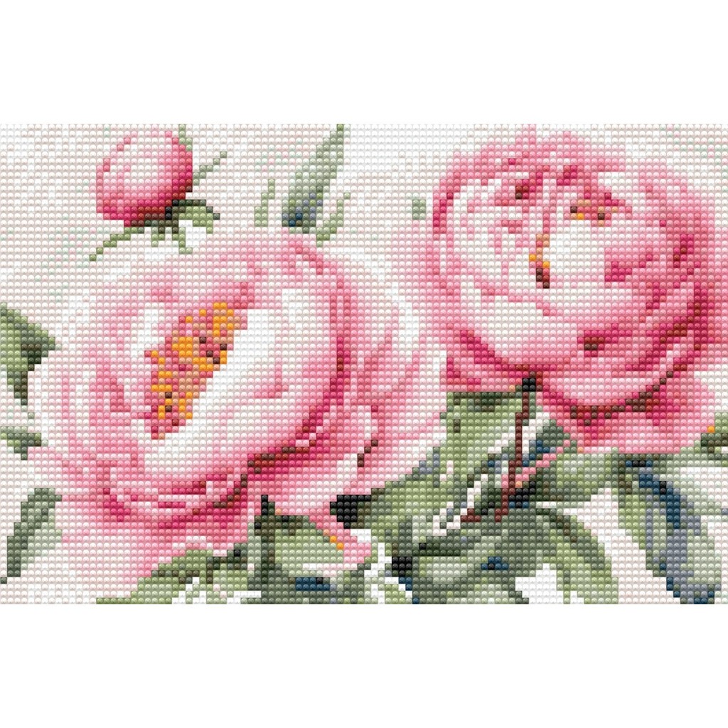 Diamond art bonderoser lyserød 20 x 30 cm