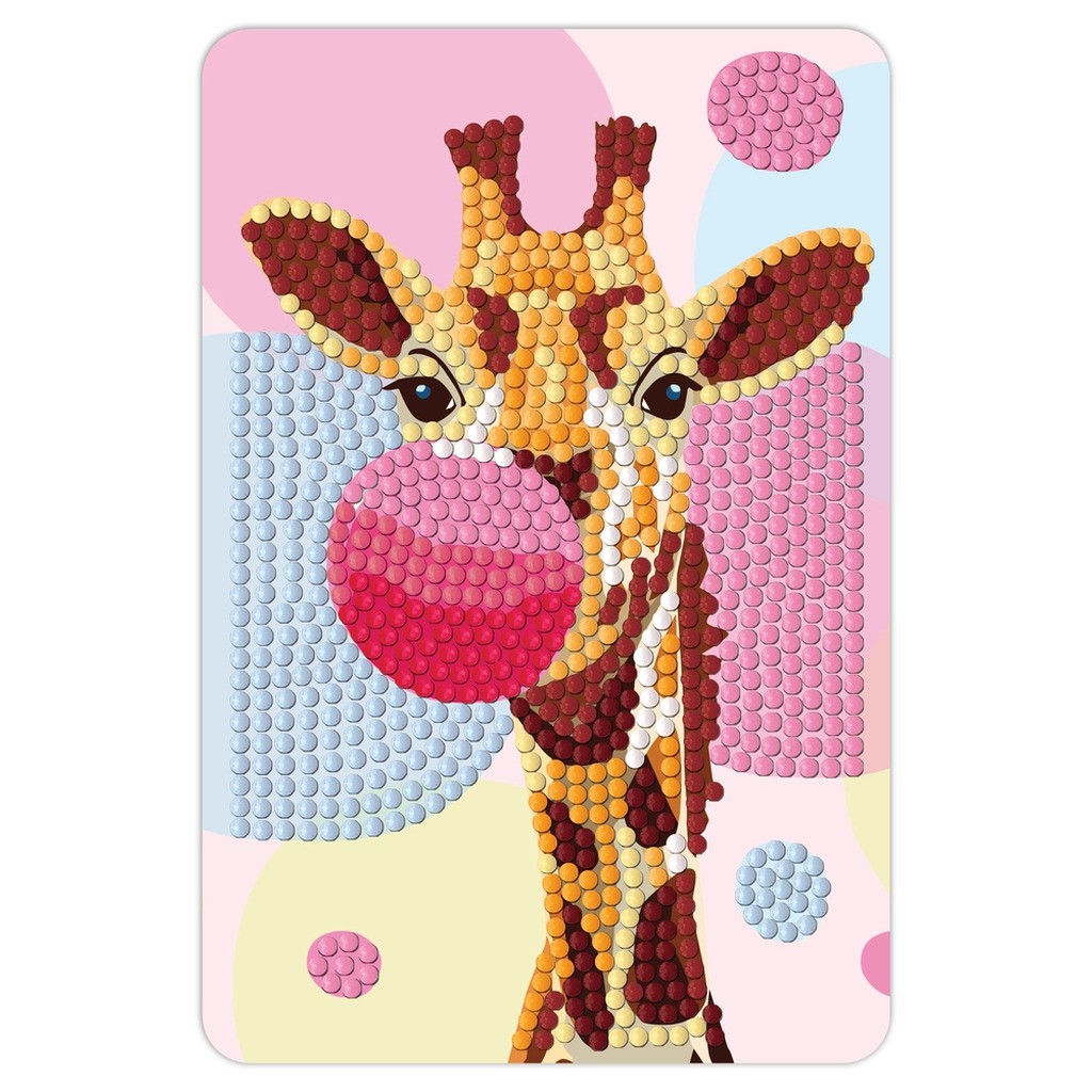 Diamond art giraf/bubbelgum 10 x 15 cm