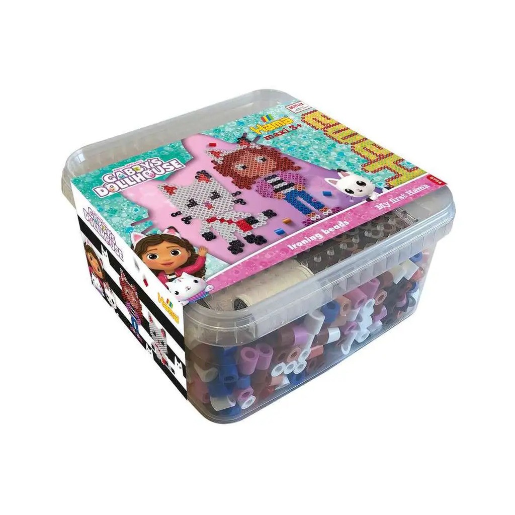 Hama maxi Gabby&apos;s Dollhouse perler og plade i bøtte