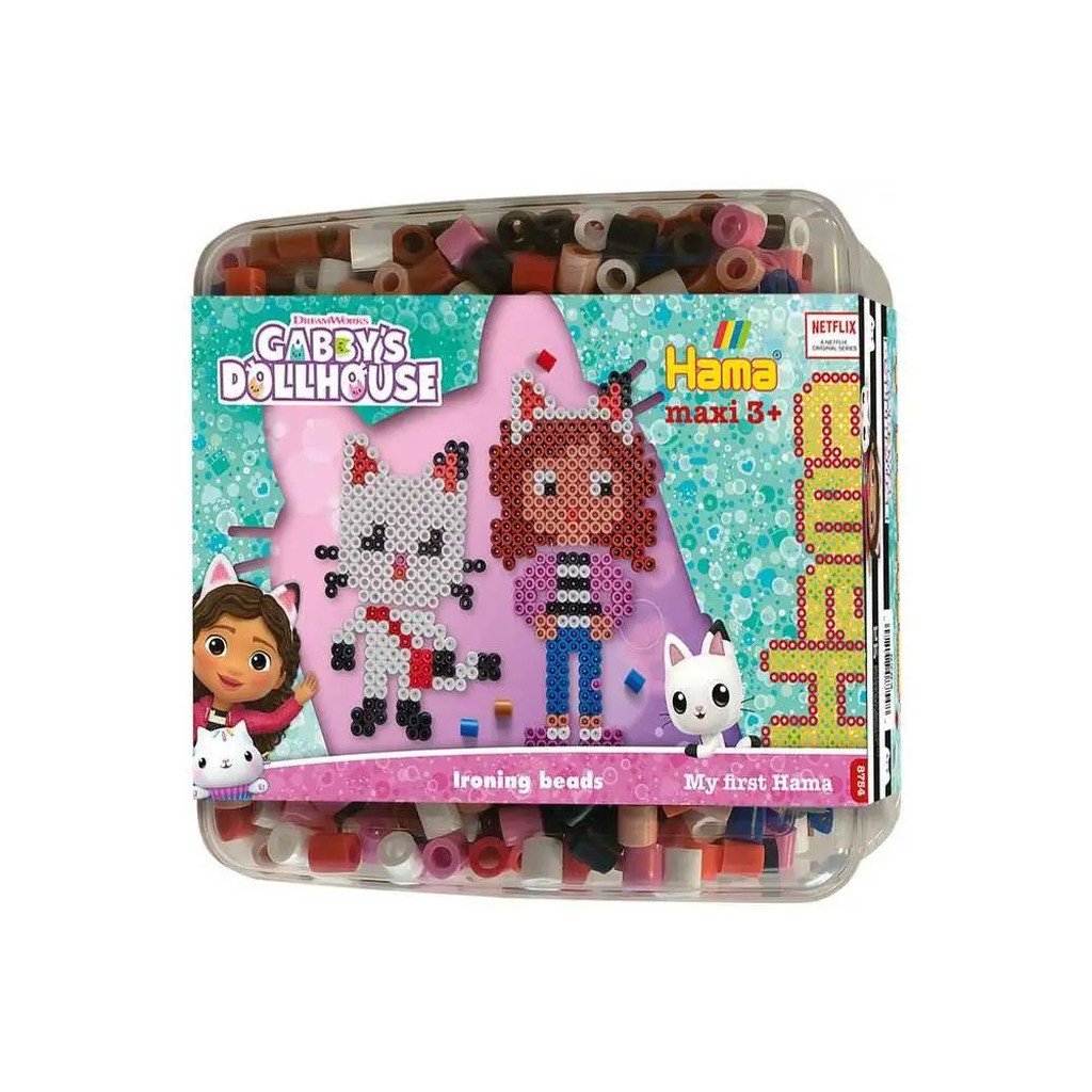 Hama maxi Gabby's Dollhouse perler og plade i bøtte
