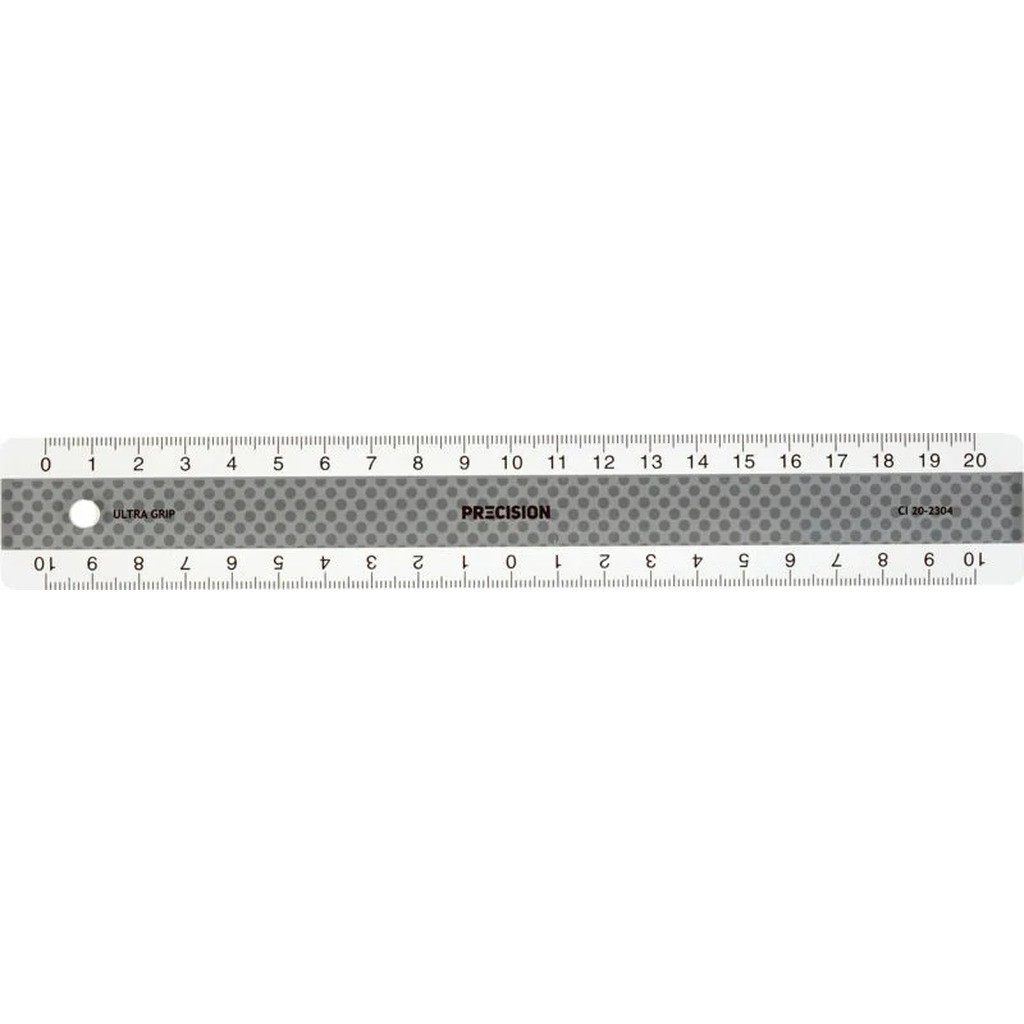 Lineal precision 20cm antiskrid b/sølv