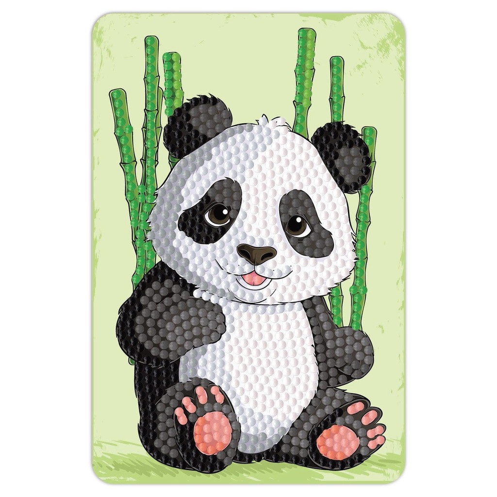 Diamond art panda og bambus 10 x 15 cm