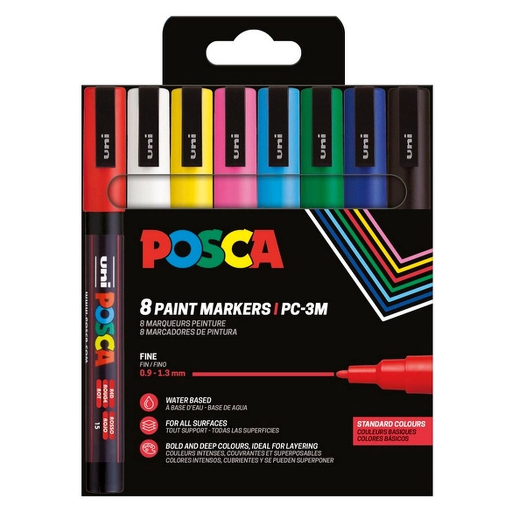 Posca Paintmarker Uni PC-3M 8P sæt basic colors
