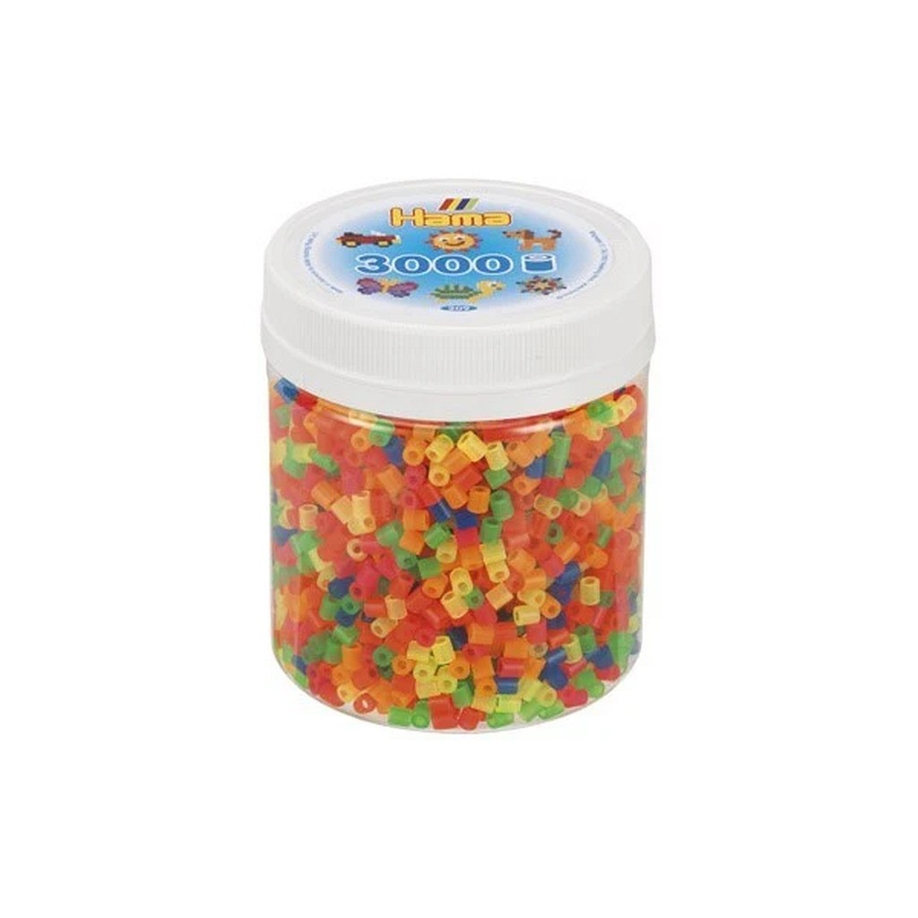Hama midi perler bæger 3000stk neon mix