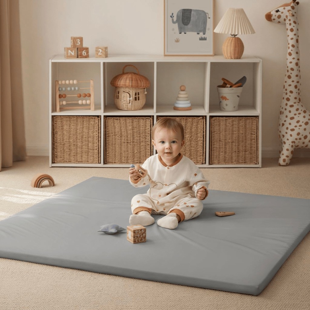 Swirly PlayMat  Blød & Stilfuld Legemåtte til Baby - Grå