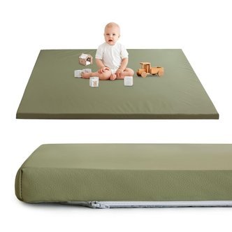 Swirly PlayMat  Blød & Stilfuld Legemåtte til Baby - Mørk oliven