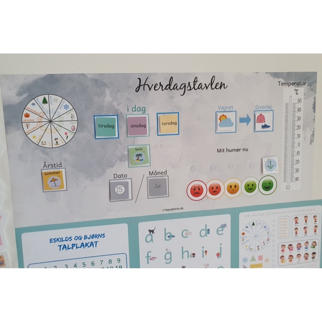Hverdagstavle pakken - dato, vejr, tøj, årstid