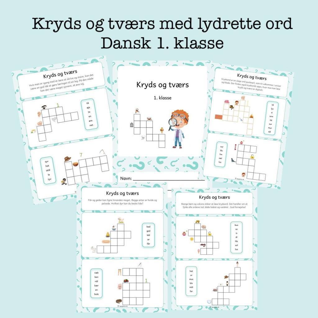 Kryds og tværs med lydrette ord - dansk 1. klasse (Print selv)