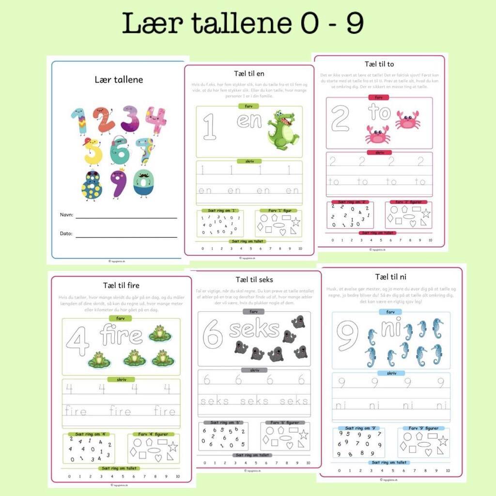Opgavehæfte - Lær tallene 0-9  (Print selv)