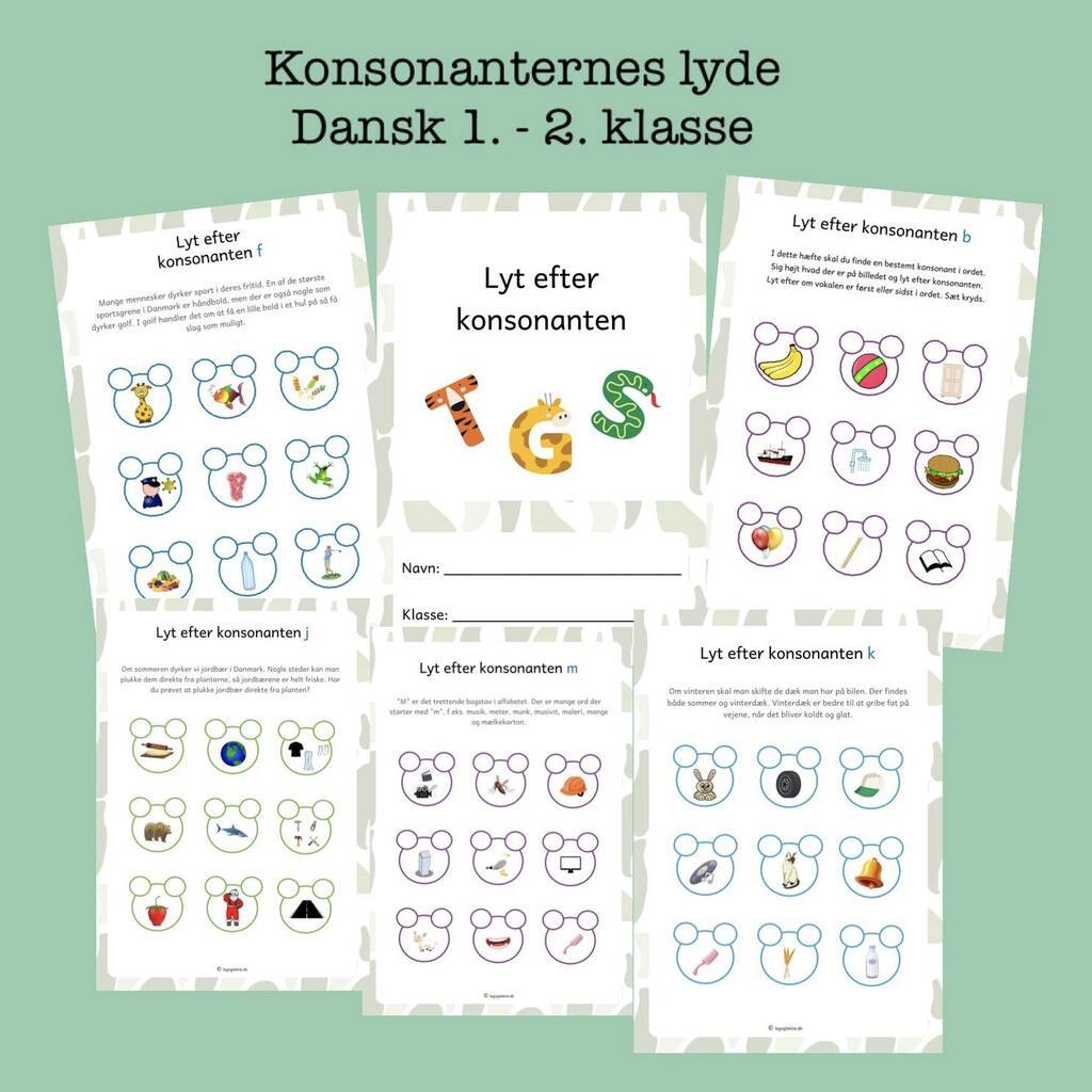 Konsonanternes lyde - læseforberedelse 1. - 2. klasse(Print selv)