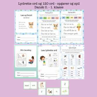 Læs lydrette ord og 120 ord - dansk 0. - 1. klasse (Print selv)