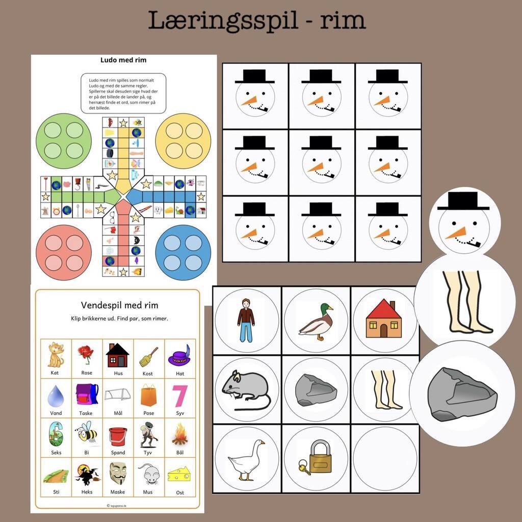 Læringsspil med rim  (Print selv)