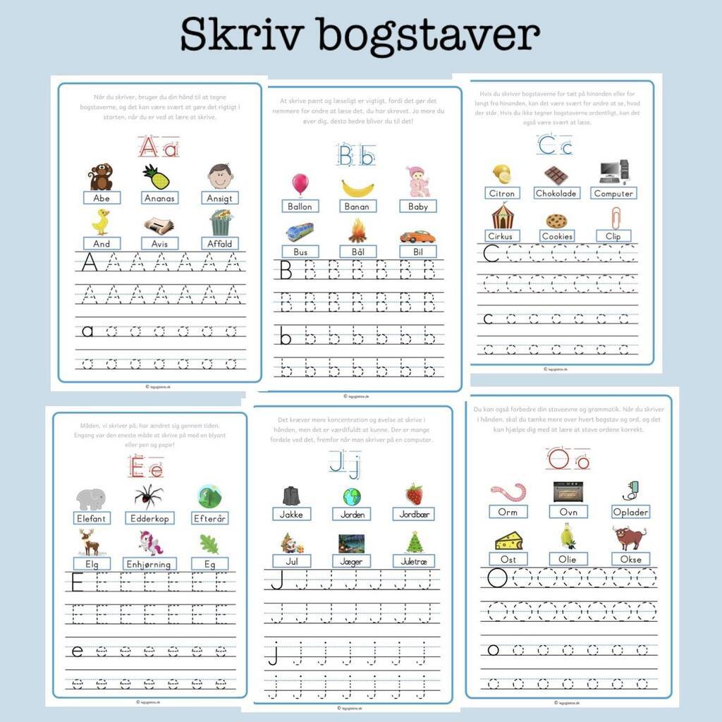 Opgavehæfte - skriv bogstaver  (Print selv)
