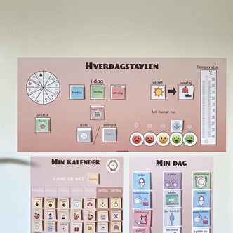 Hverdagstavle pakke - dato, vejr, tøj, årstid