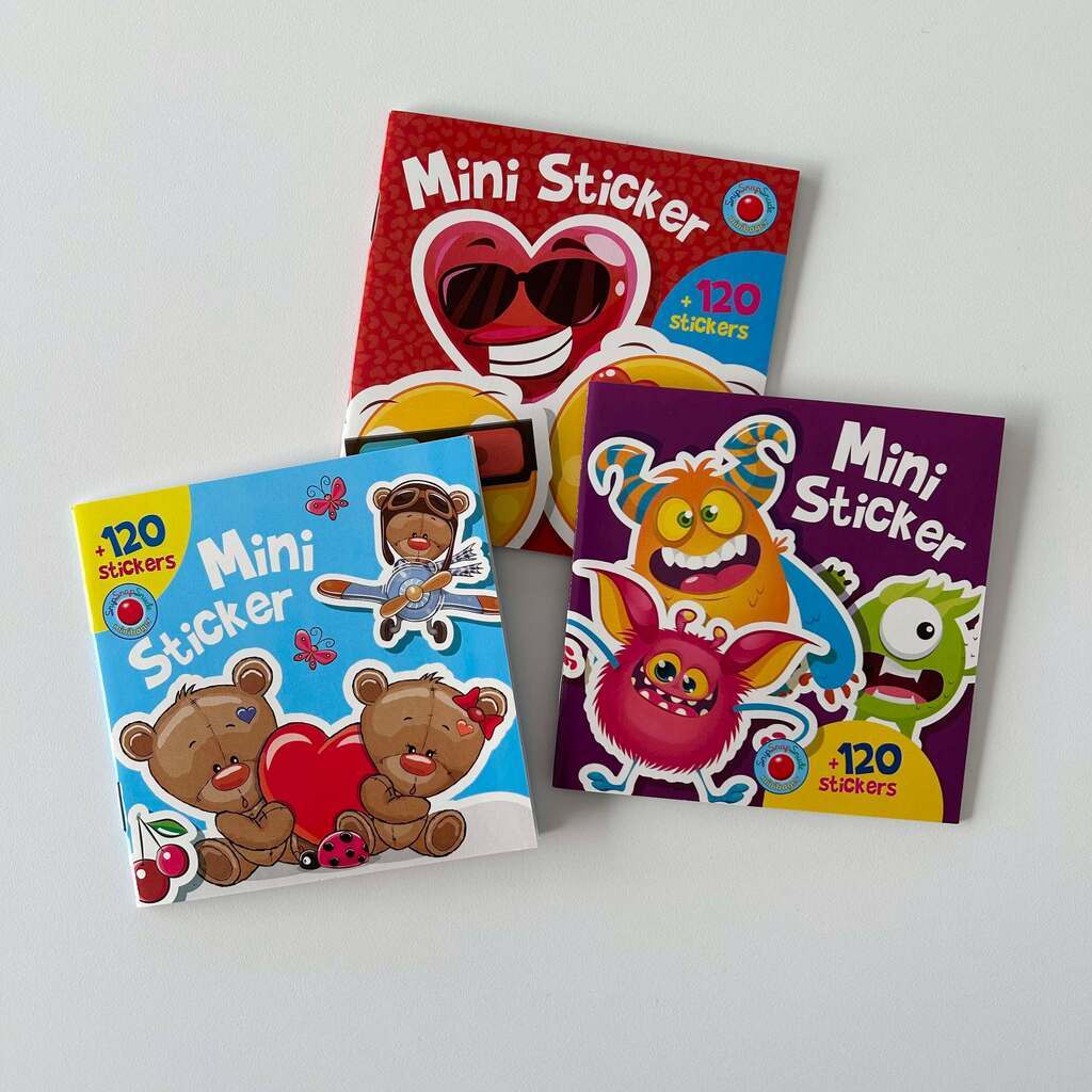 3 x mini klistermærker (monstre, bamser og smiley)