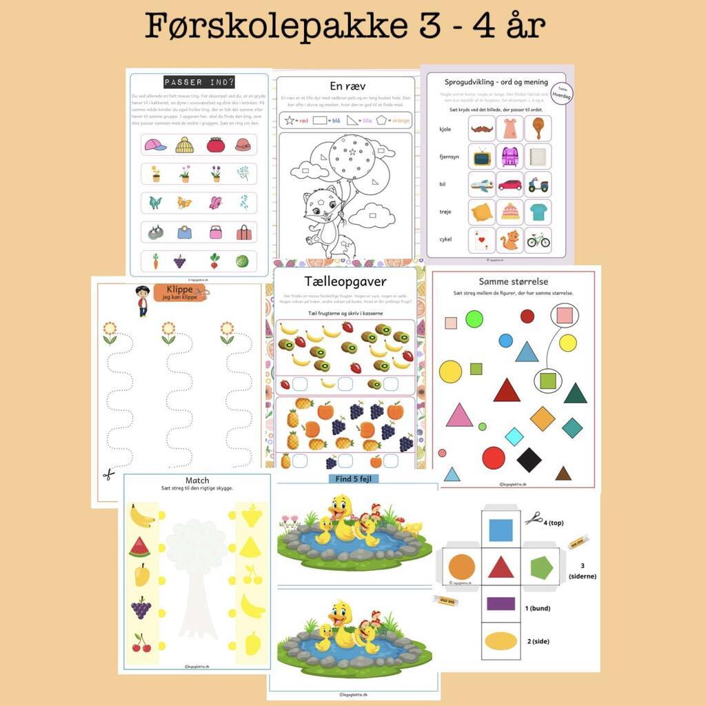 Førskolepakke 3 - 4 år  (Print selv)