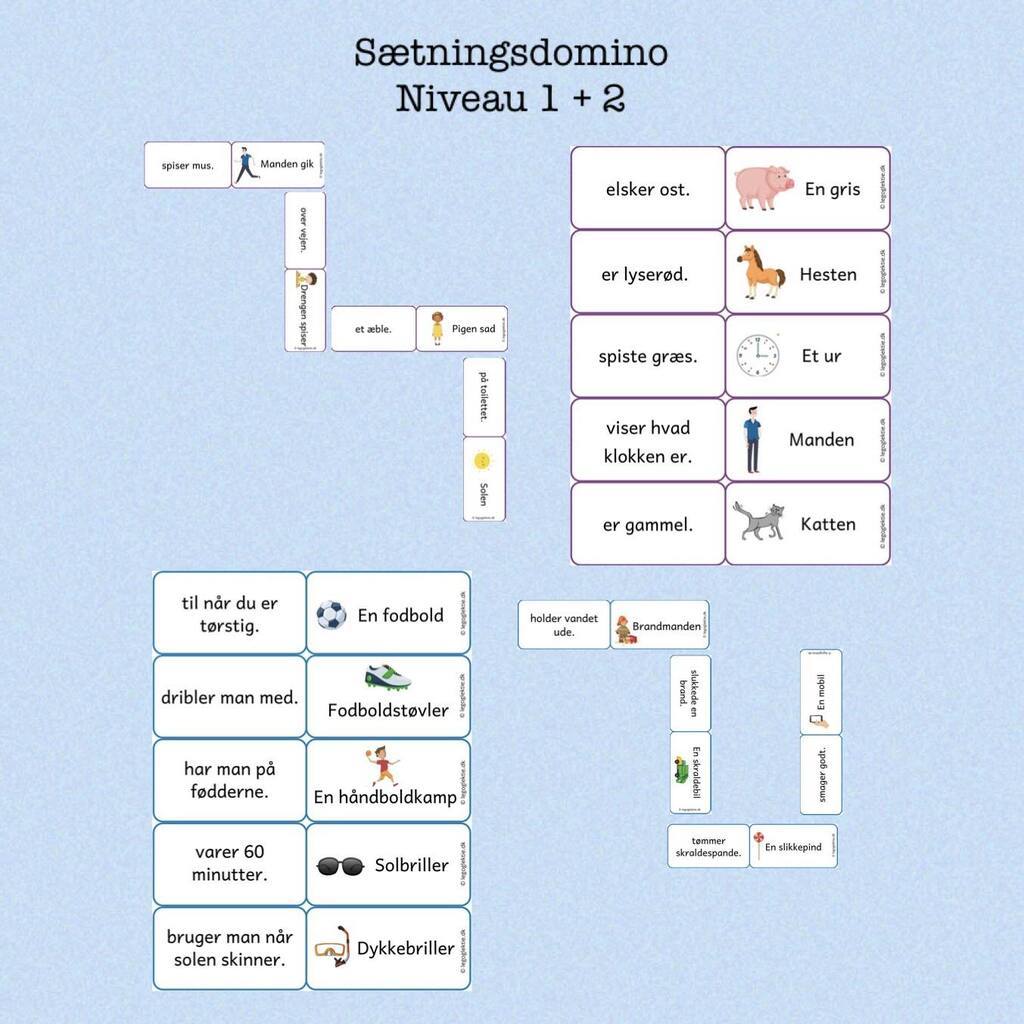Sætningsdomino  (Print selv)