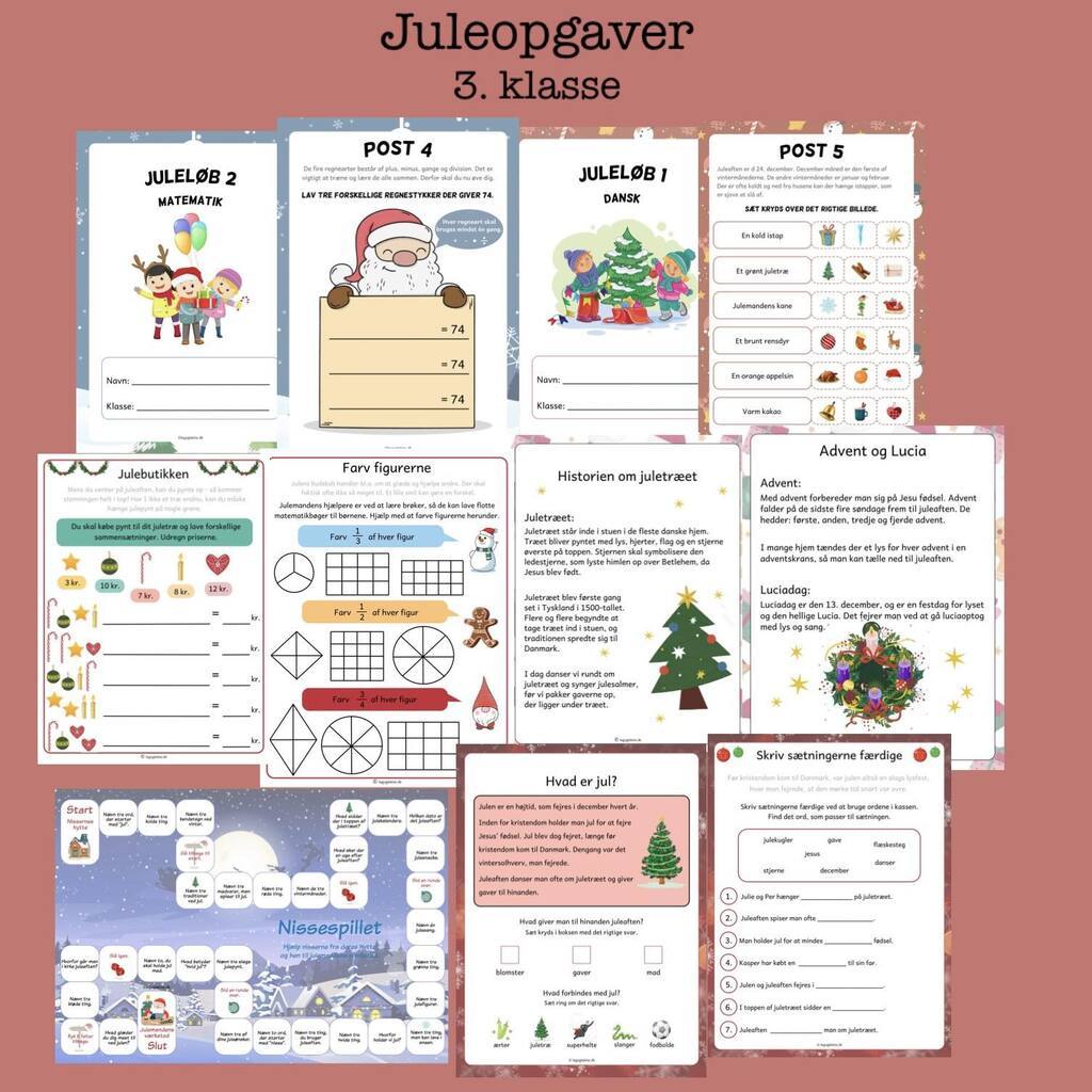 Juleopgaver 3. klasse (Print selv)