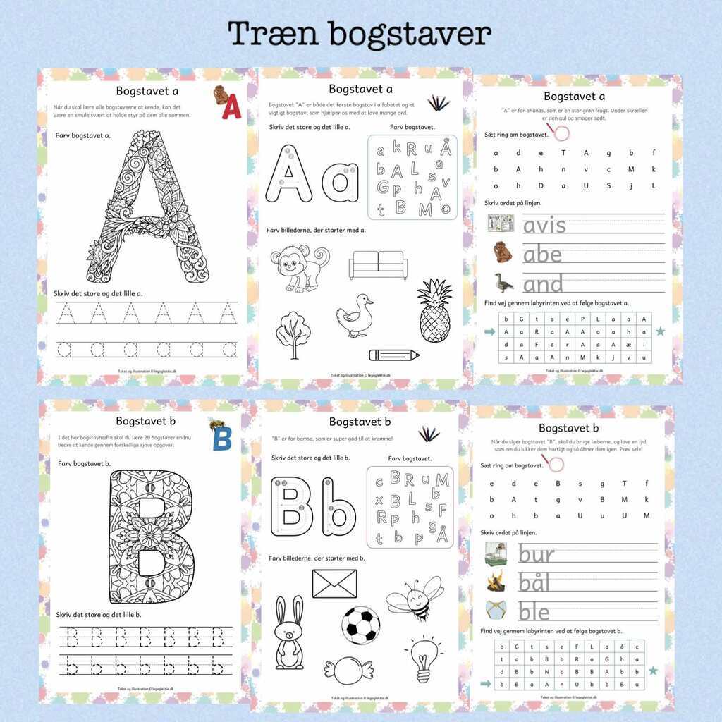 Træn bogstaver - bogstavers form og lyd (Print selv)