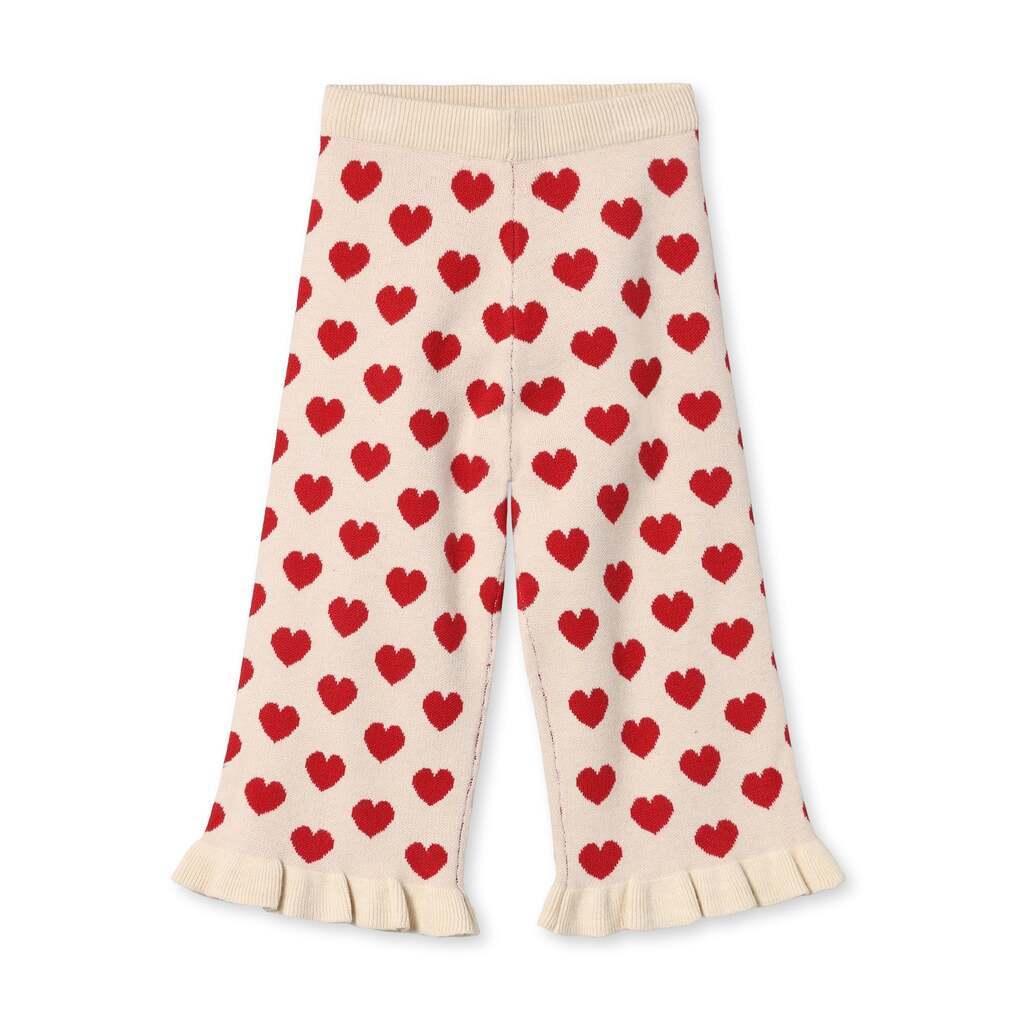 Fliink Alon Heart Ruffle Pant - Pompeian Red/Sandshell - 80 cm
