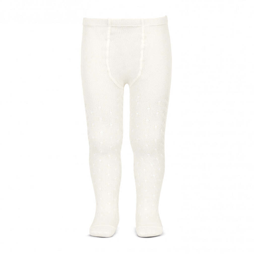 Condor Strømpebukser med prikket hulmønster - Hvid - 0-3 mdr.