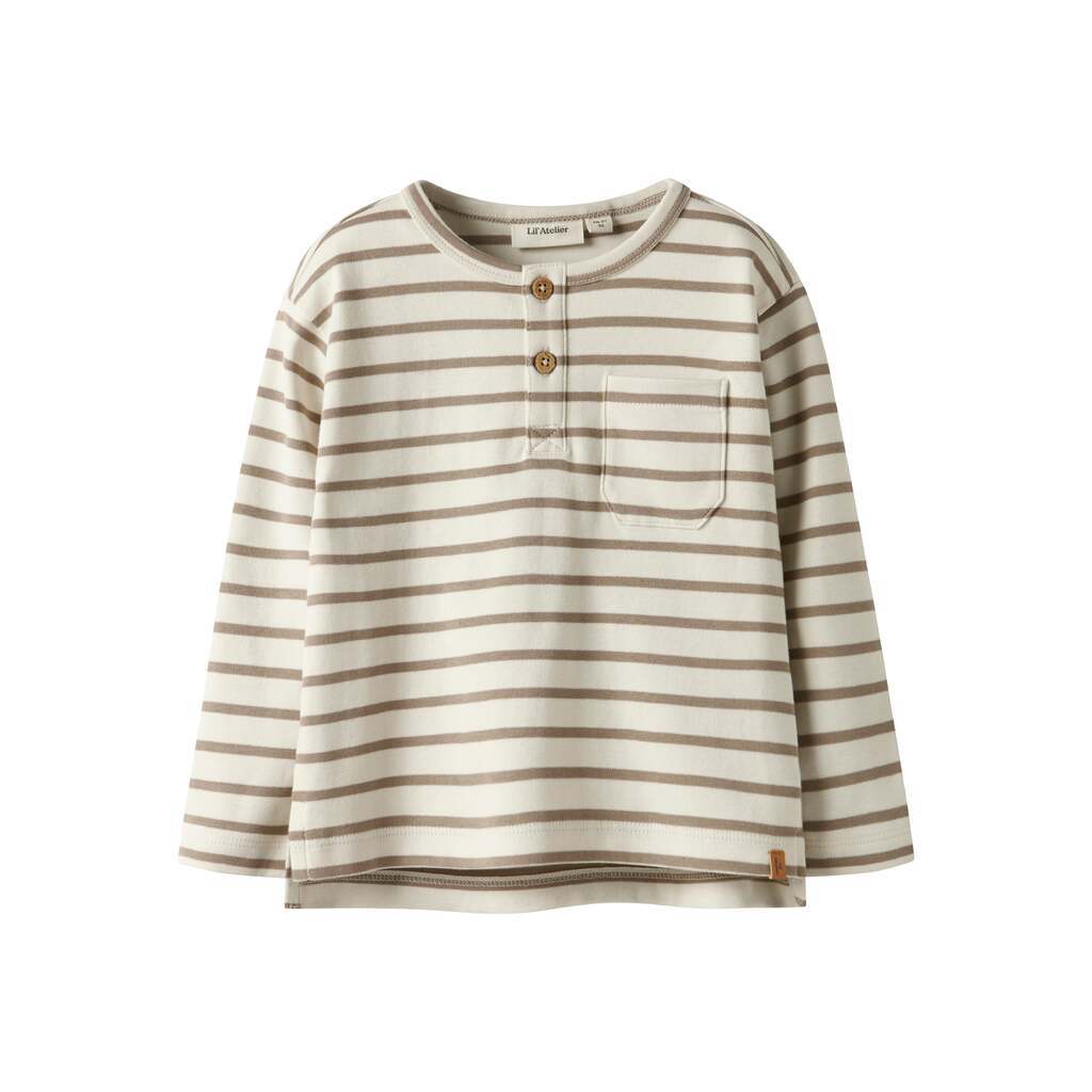 Lil Atelier Limia Nob LS Loose Top - Turtledove/Sepia Tint - 92 cm