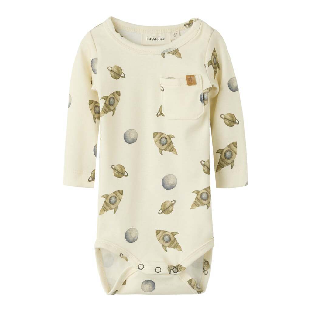 Lil Atelier Layo Geo LS Slim Body - Turtledove/Space - 56 cm