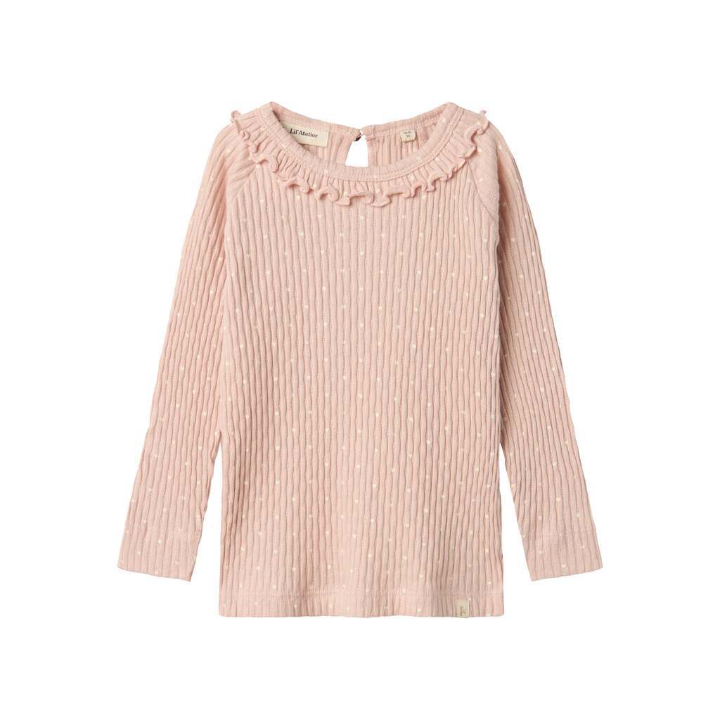 Lil Atelier Fiducia Slim Shirt med Hjerter - Peach Whip - 92 cm