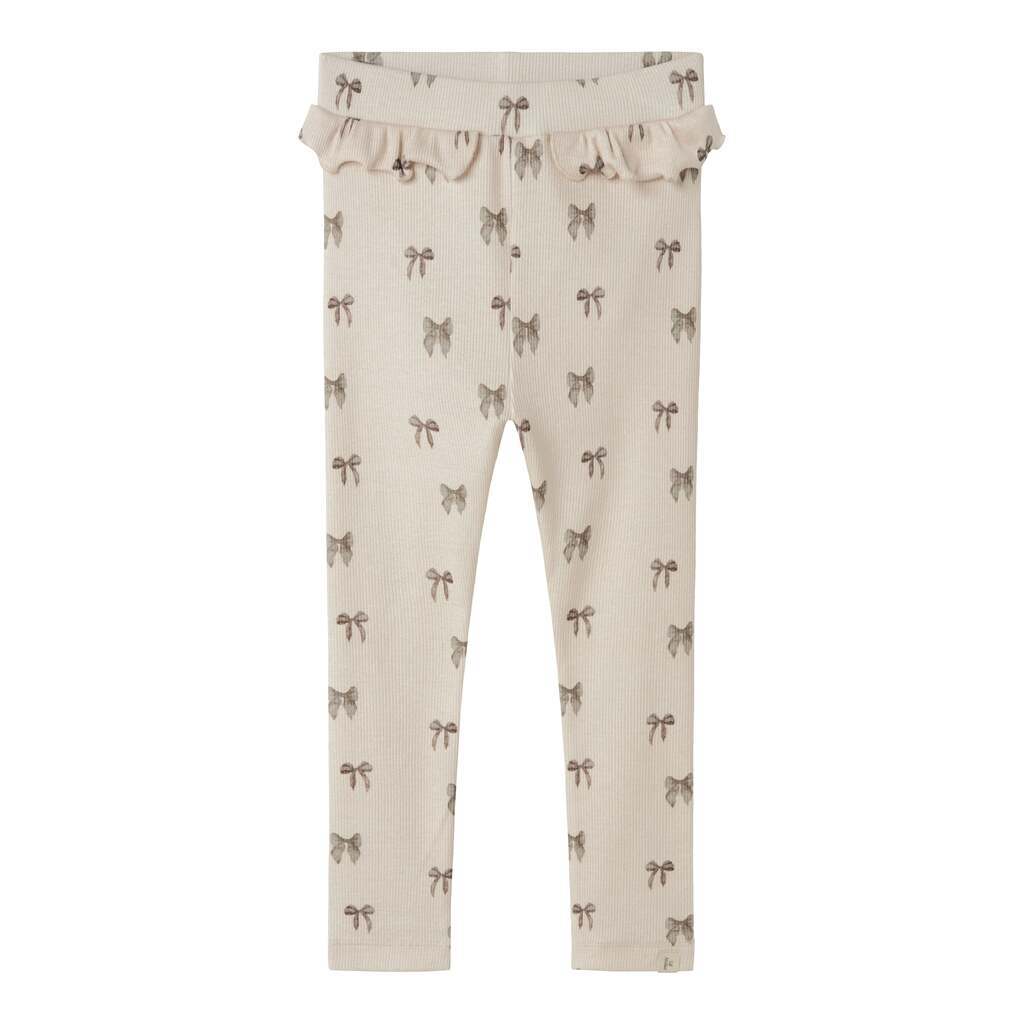 Lil Atelier Gavo Efi Slim Leggings - Silver Peony/Bow - 92 cm