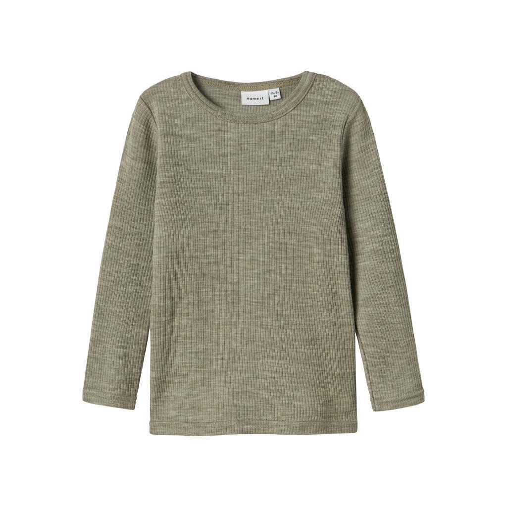 Name It Wax Wool Rib LS Top - Dried Sage - 92 cm