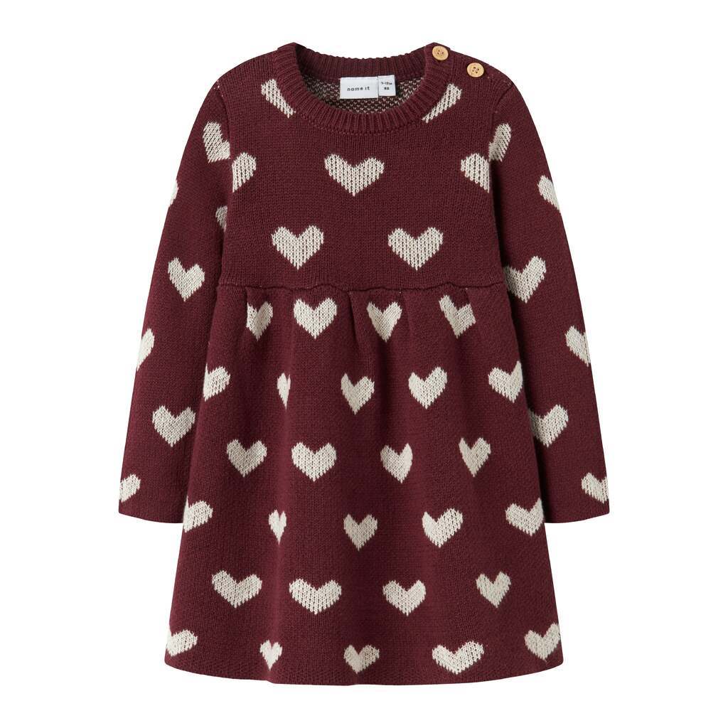 Name It Oana LS Knit Dress - Burgundy - 50 cm