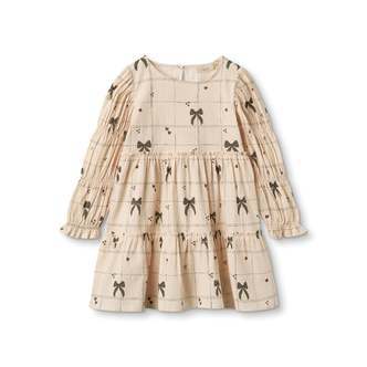 Fliink Bow LS Dress - Sandshell - 80 cm
