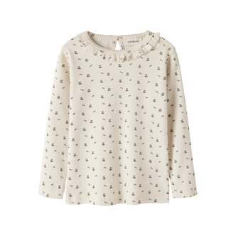 Lil Atelier Lago - Mai LS Slim Top - Turtledove/Blue Flower - 92 cm