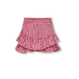 Only Mini Fina Cerise Frill Skort - Barbados Cherry Check - 92 cm