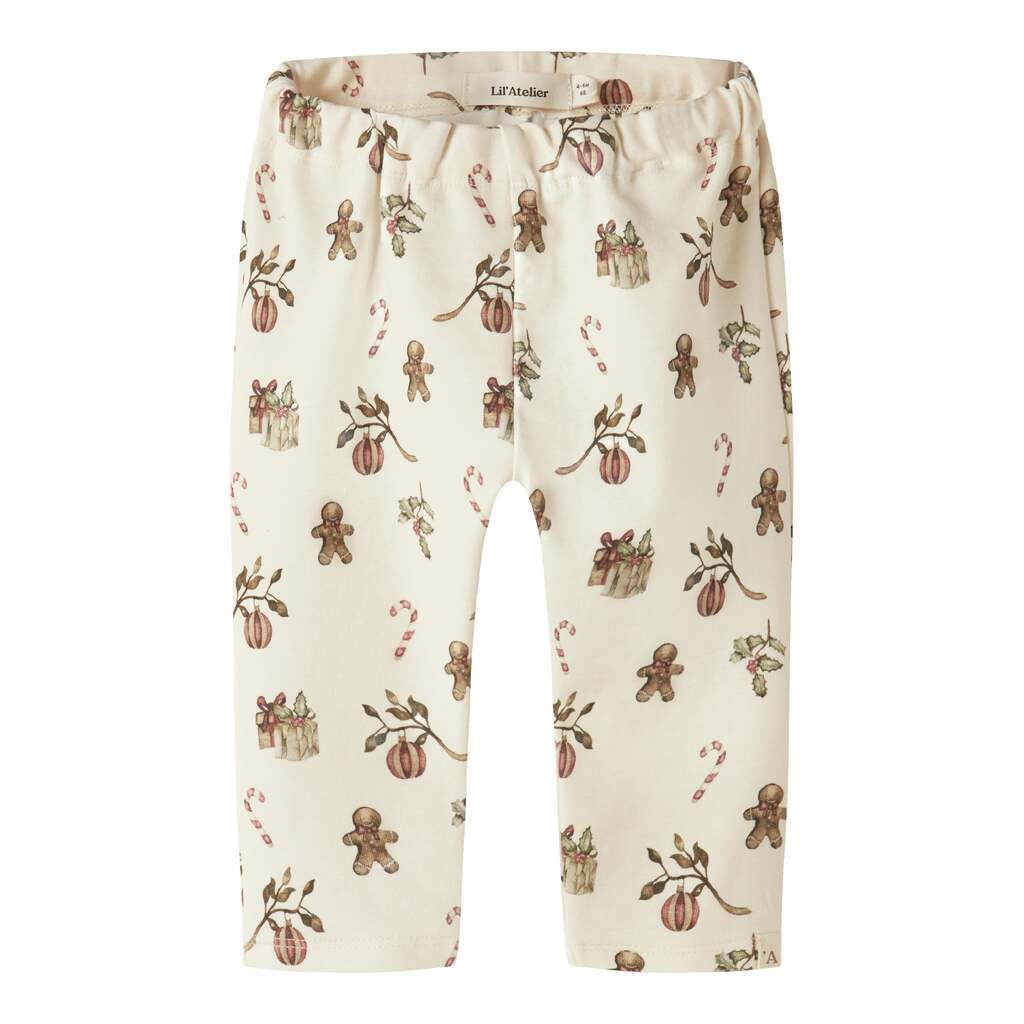 Lil Atelier Layo Gan Pants - Turtledove/Christmas - 56 cm