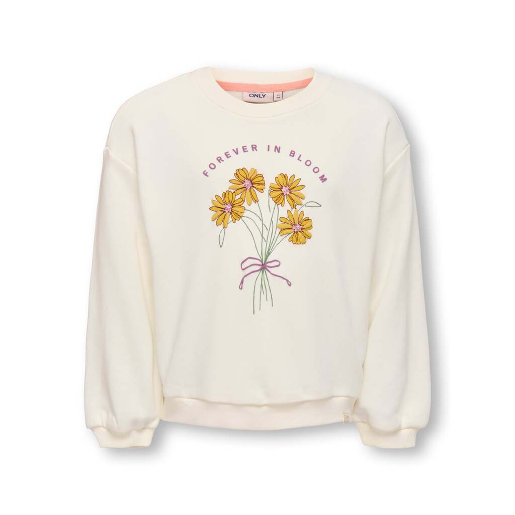 Only Mini Sunny Loose Sweatshirt - Tofu/Bouquet - 92 cm
