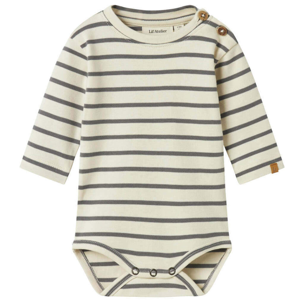 Lil Atelier Limia LS Body - Turtledove/Poppy Seed - 56 cm