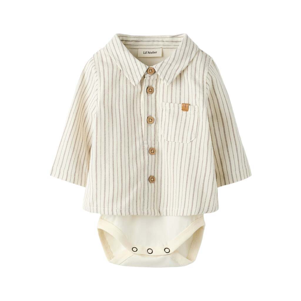 Lil Atelier Felixo LS Body Shirt - Turtledove/Sepia Tint - 56 cm