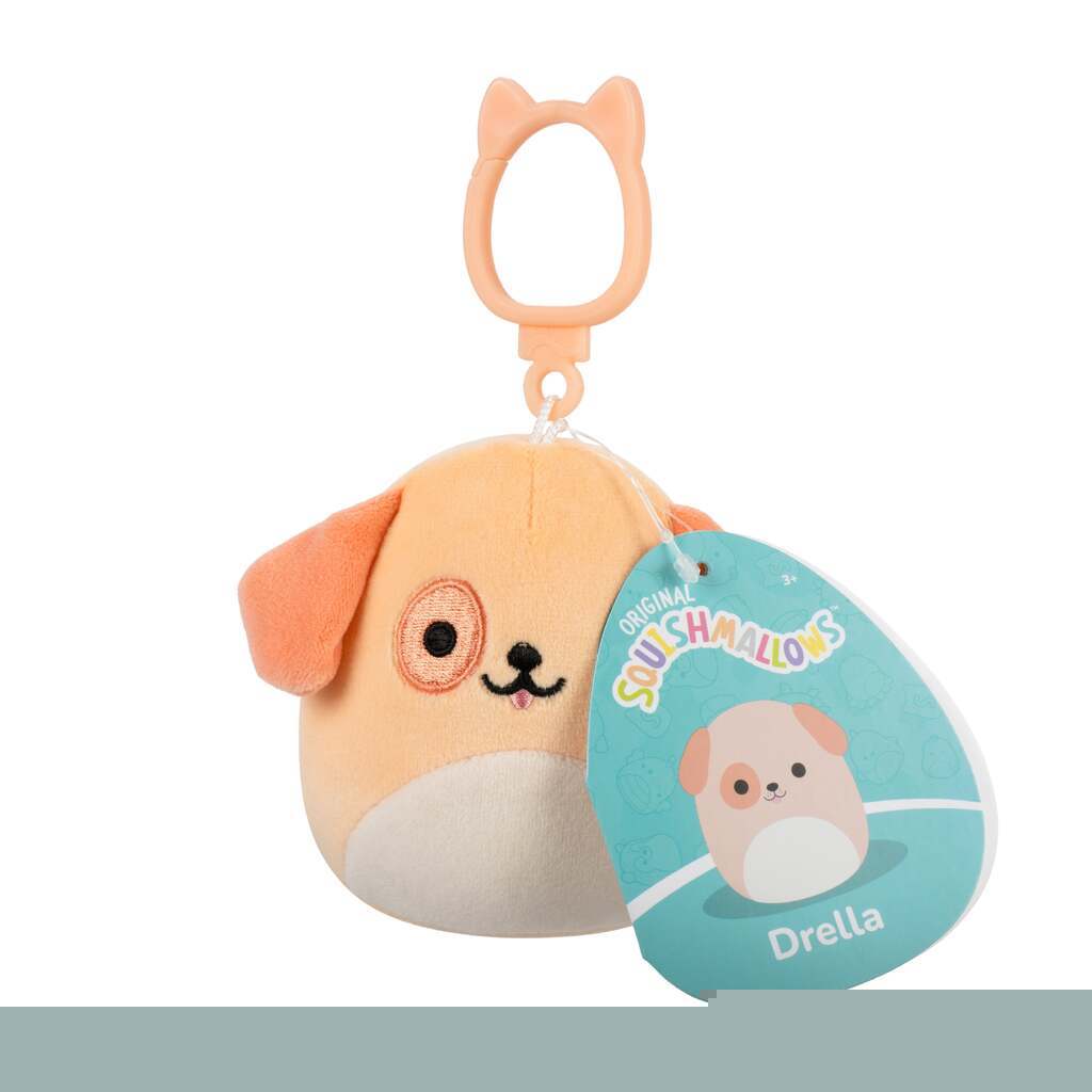 Squishmallows Bamse - 9 cm - Drella Dog - Clip On