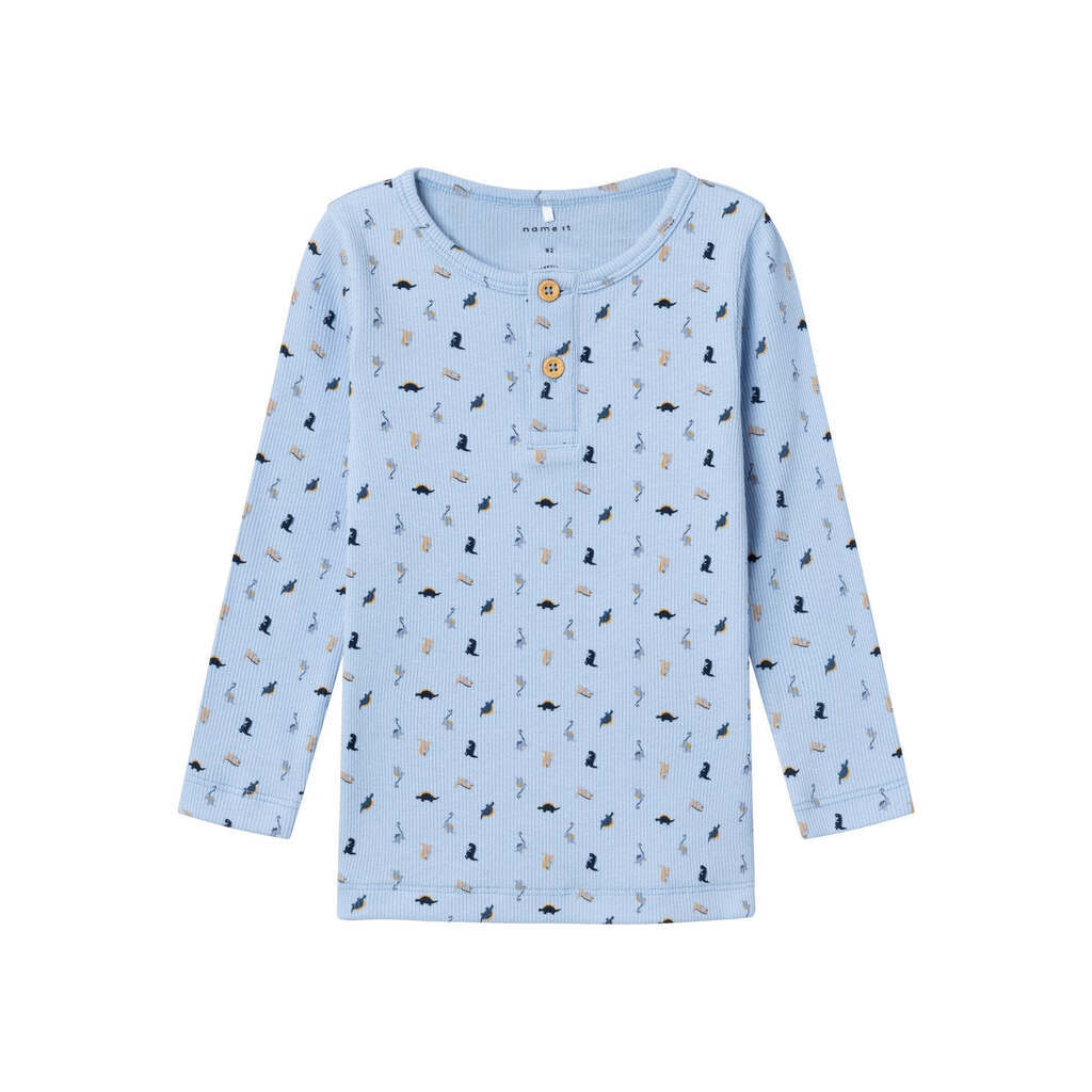 Name It Dabbu  Bluse med Dino - Chambray Blue - 92 cm