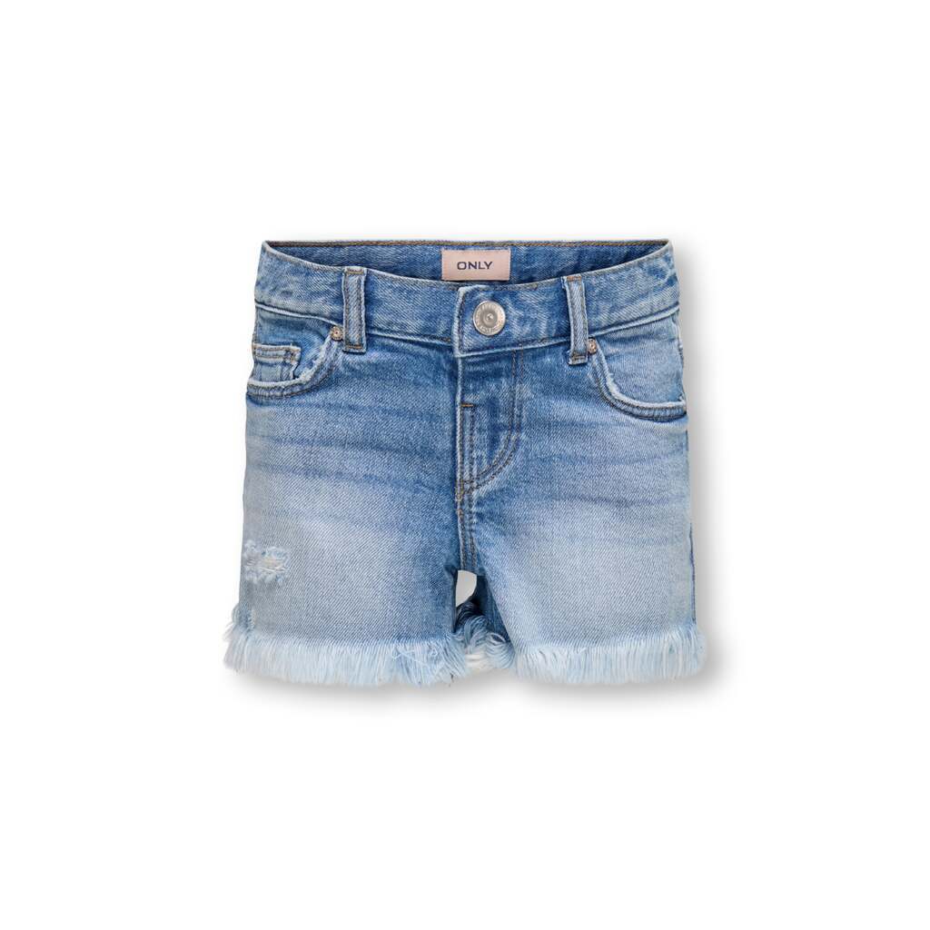 Only Mini Robyn Vintage Palm Denim Shorts - Light Blue Denim - 92 cm