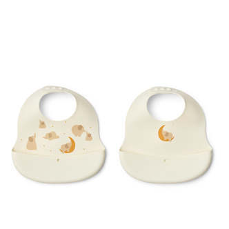 Liewood Ember Bib 2 pak - Elephant/Creme de la creme