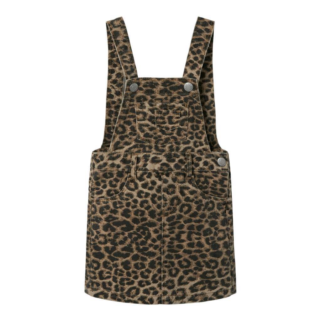 Name It Ophelia Twill Spencer Dress - Silver Mink/Leopard - 92 cm