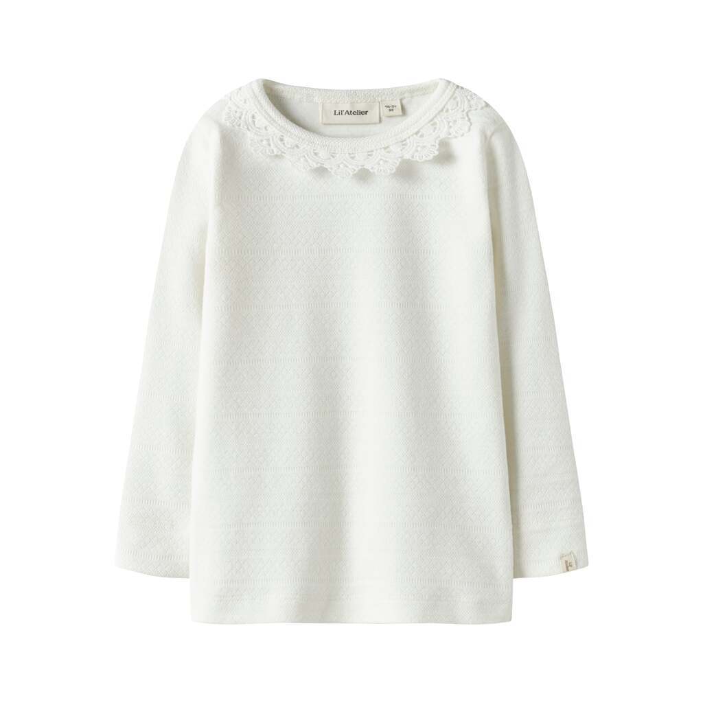 Lil Atelier Tapia LS Slim Top - Coconut Milk - 92 cm