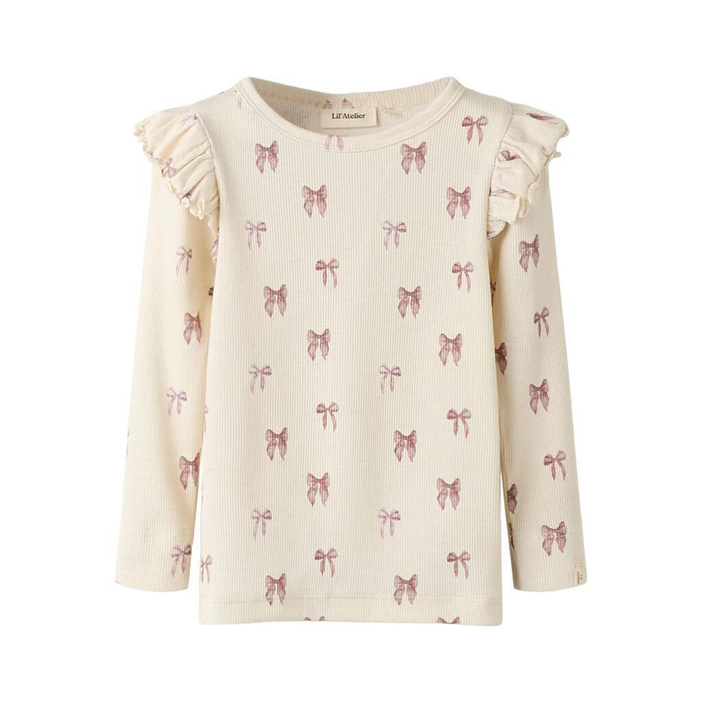 Lil Atelier Gavo Eko Slim Top NOOS - Turtledove/Bow - 92 cm