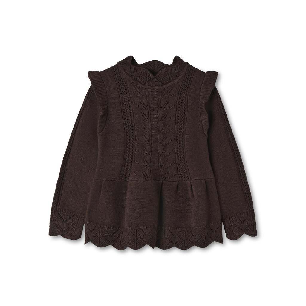 Fliink Alilly Peplum Pullover - Coffee Bean - 86 cm