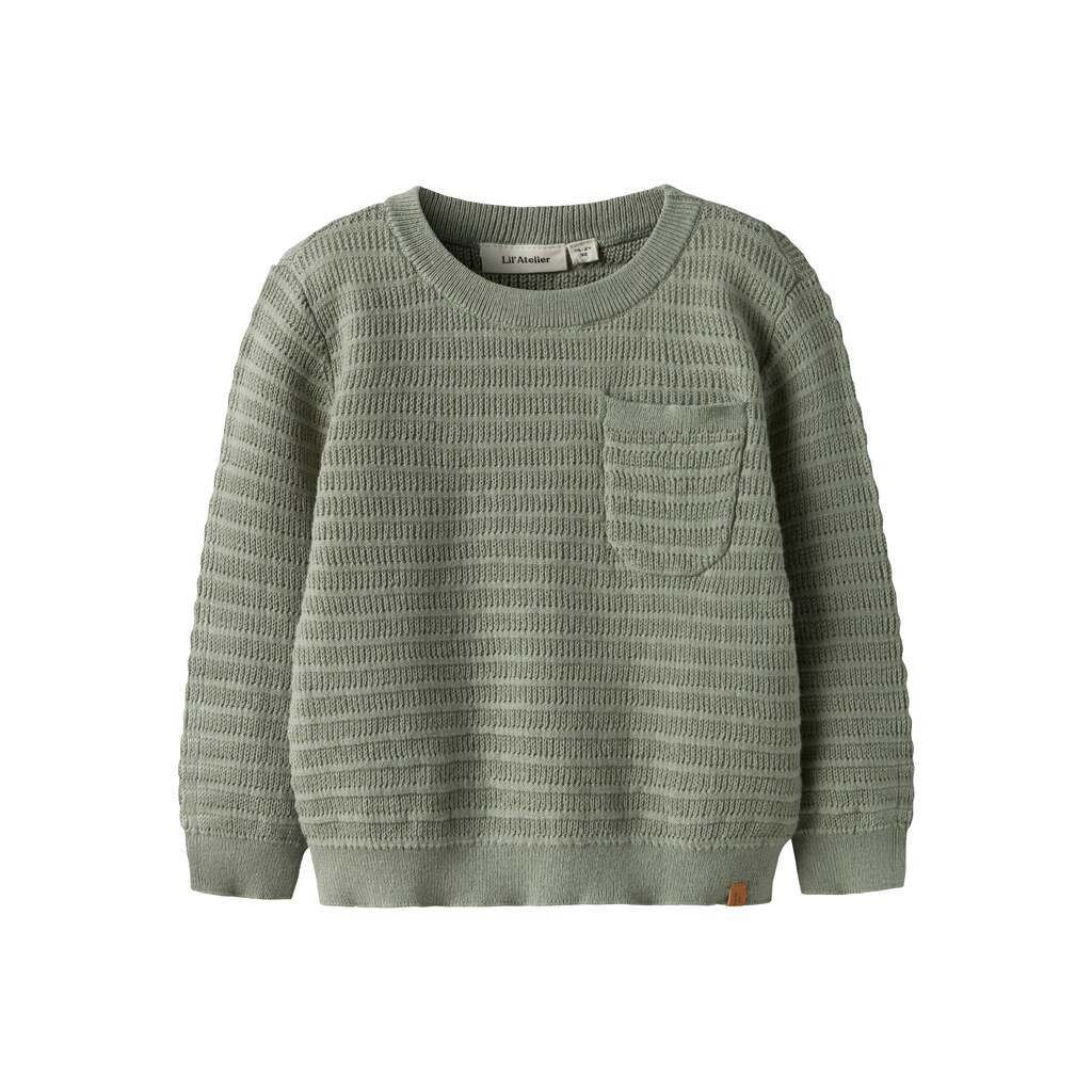 Lil Atelier Thunder LS Knit - Seagrass - 92 cm
