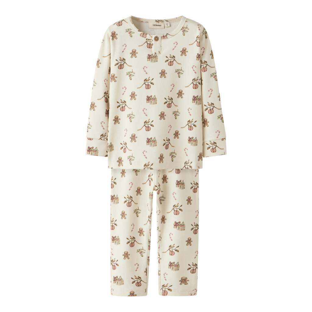 Lil Atelier Layo Git LS Nightset - Turtledove/Christmas - 92 cm